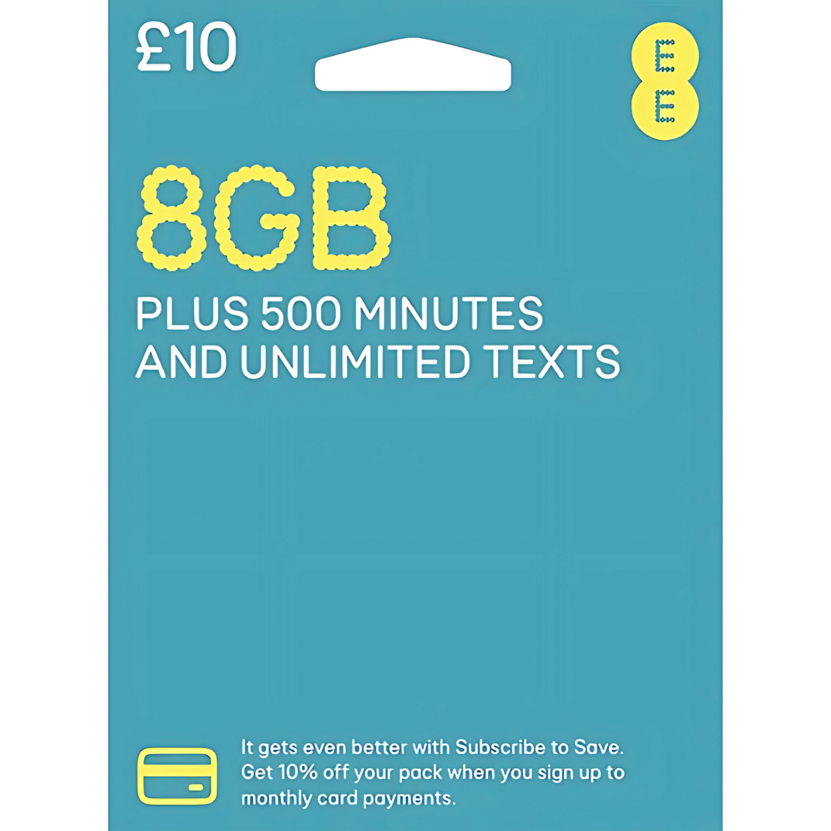 EE SIM Card Unlimited Texts and 500 Minutes - 20GB Data